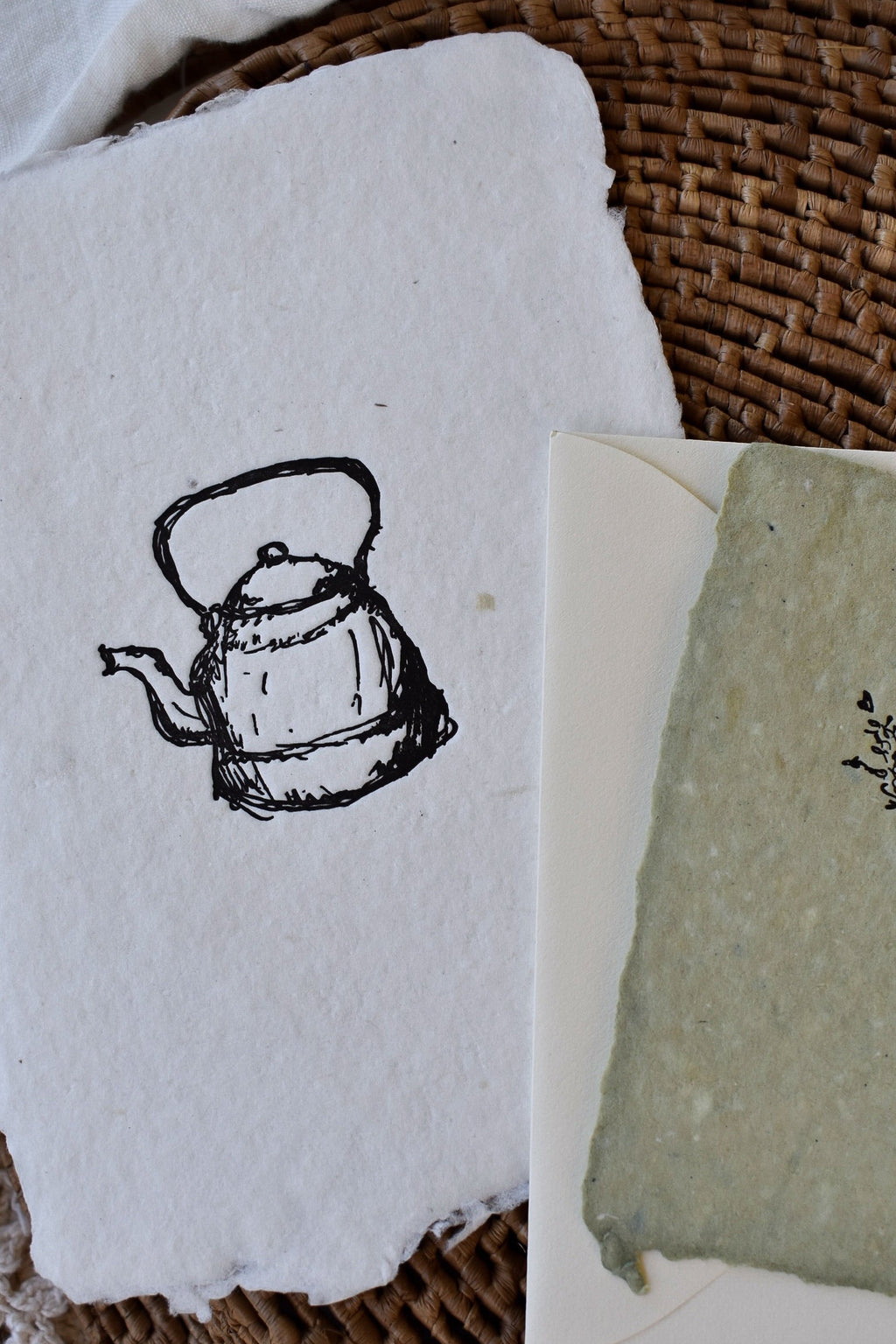 hand pressed tea kettle print