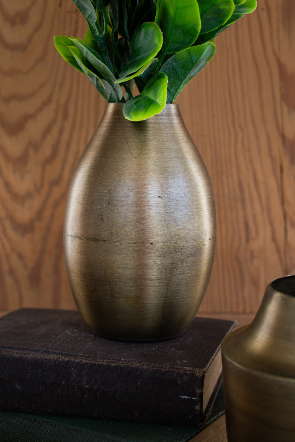 antiqued brass vase