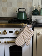 striped oven mitt
