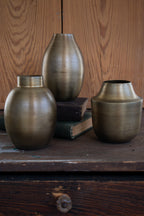 antiqued brass vase