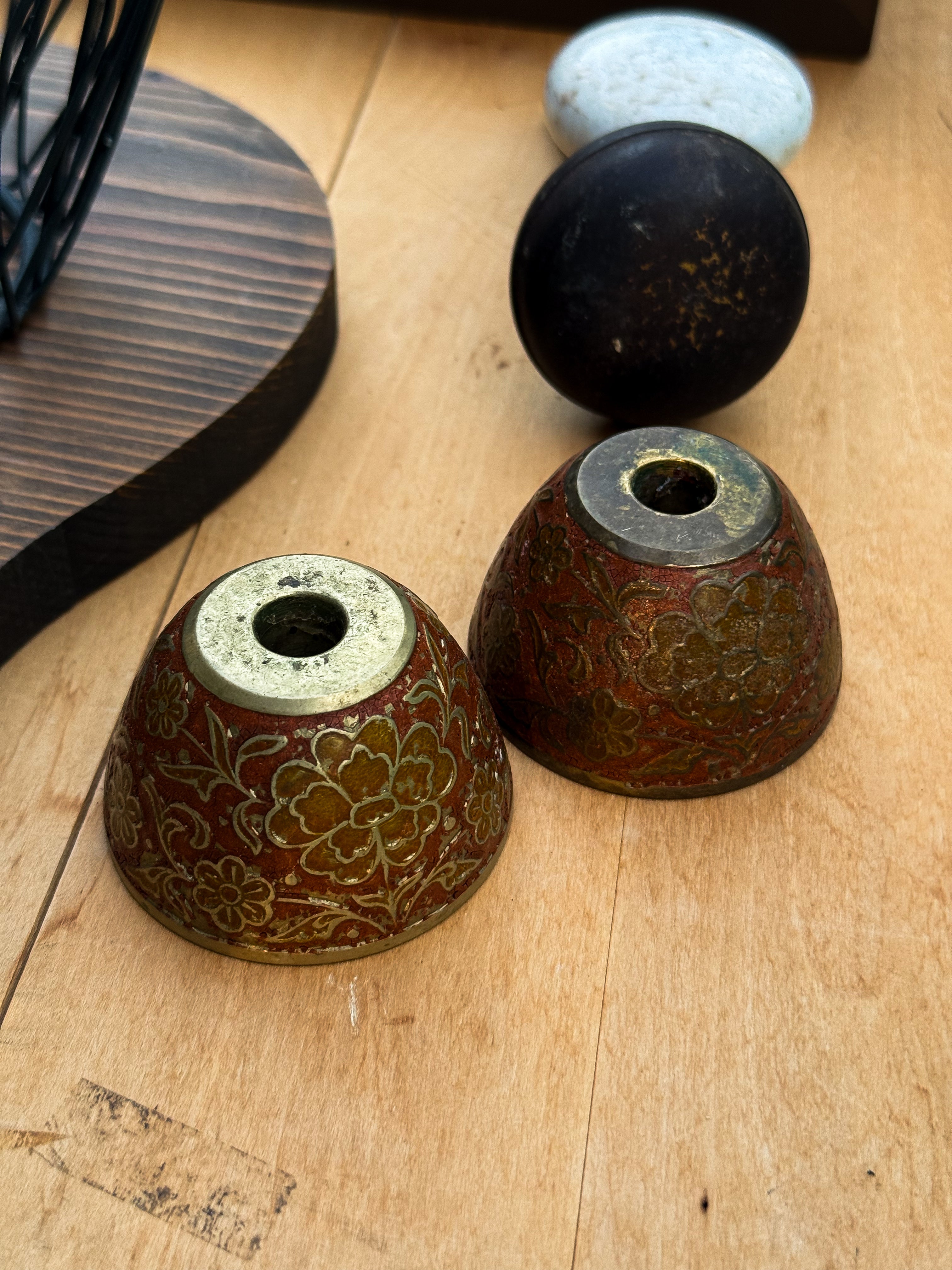 vintage brass taper holders