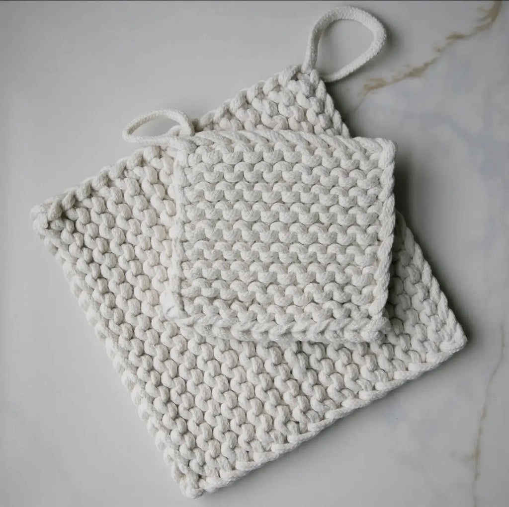 cotton crocheted pot holder